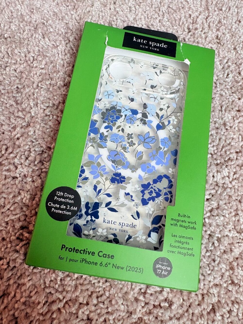 Kate Spade Blue White Floral iPhone 17 Air Case MagSafe New With Tags